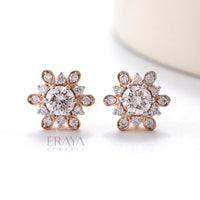 Gold diamond earrings with Lab-Grown Diamond - Ring