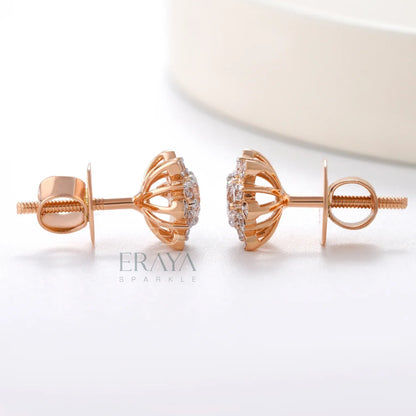 Gold diamond earrings with Lab-Grown Diamond - erayasparkle