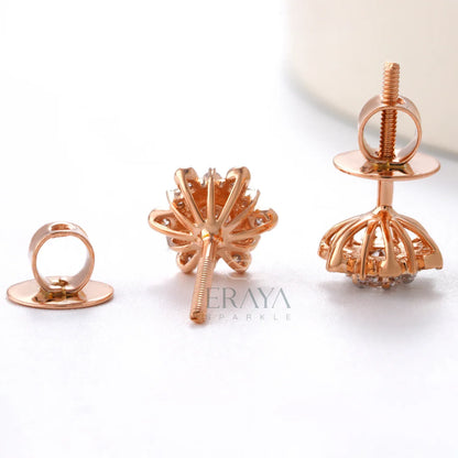 Gold diamond earrings with Lab-Grown Diamond - erayasparkle