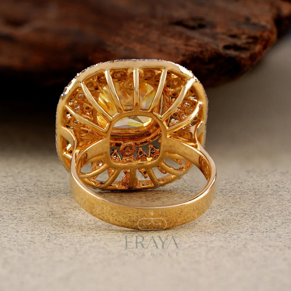 Yellow Stone Cocktail Ring – Lab Diamond Ring - Ring
