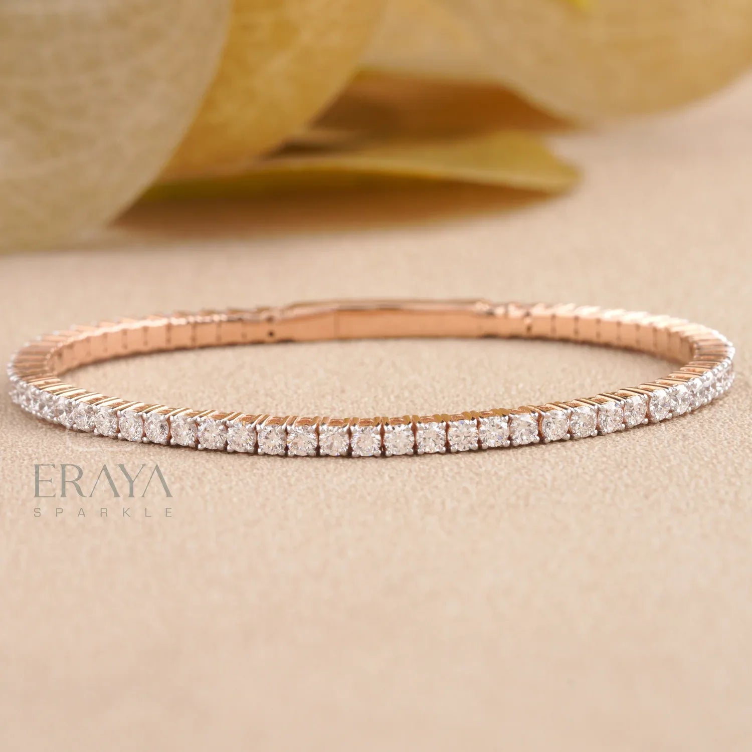Lab Grown Diamond Tennis Bracelet in Rose Gold - erayasparkle