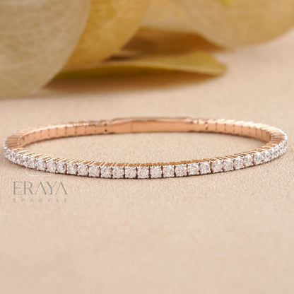 Lab Grown Diamond Tennis Bracelet in Rose Gold - erayasparkle