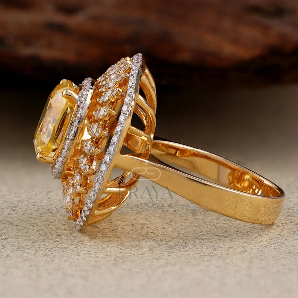 Yellow Stone Cocktail Ring – Lab Diamond Ring - Ring