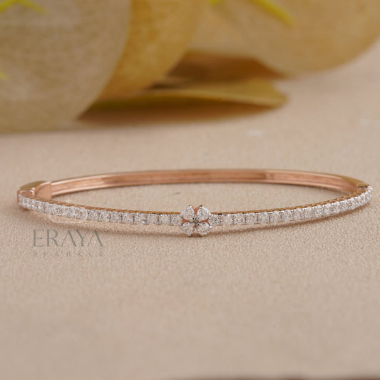 Diamond Rose Gold Bracelet | Dainty Floral Tennis Bracelet - erayasparkle