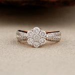 Rose Gold Floral Cluster Ring – Diamond Ring - Ring