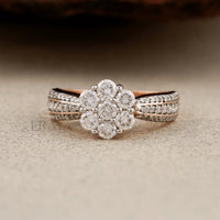 Rose Gold Floral Cluster Ring – Diamond Ring - Ring