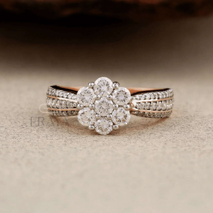 Rose Gold Floral Cluster Ring – Diamond Ring - Ring