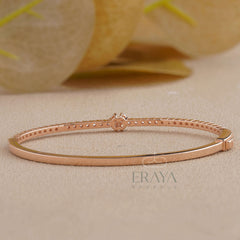 Diamond Rose Gold Bracelet | Dainty Floral Tennis Bracelet - 