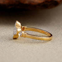 Lab Grown Diamond Clover Ring in Yellow Gold | Dainty Promise Ring - Ring