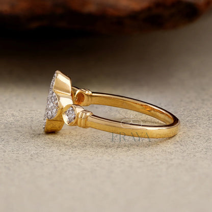 Lab Grown Diamond Clover Ring in Yellow Gold | Dainty Promise Ring - erayasparkle