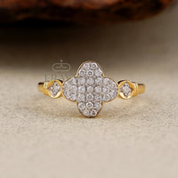 Lab Grown Diamond Clover Ring in Yellow Gold | Dainty Promise Ring - Ring