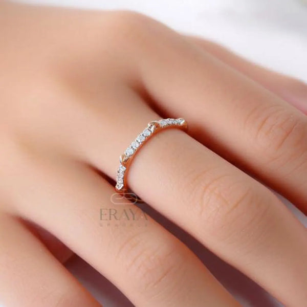 Modern Wedding Ring | Dainty Diamond Band
