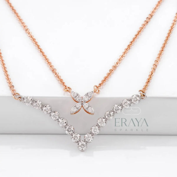 Layered V Shaped Diamond Necklace
