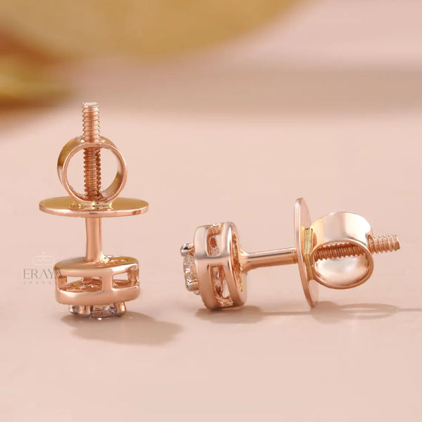 Diamond Stud Earrings | Sunburst Bezel Gold