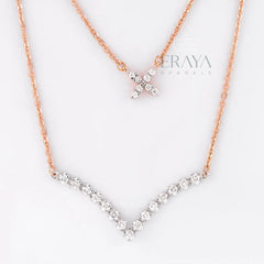 Layered V Shaped Diamond Necklace