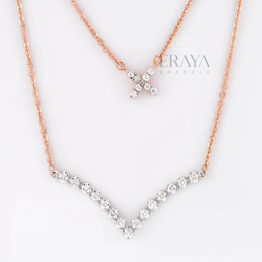 Layered V Shaped Diamond Necklace
