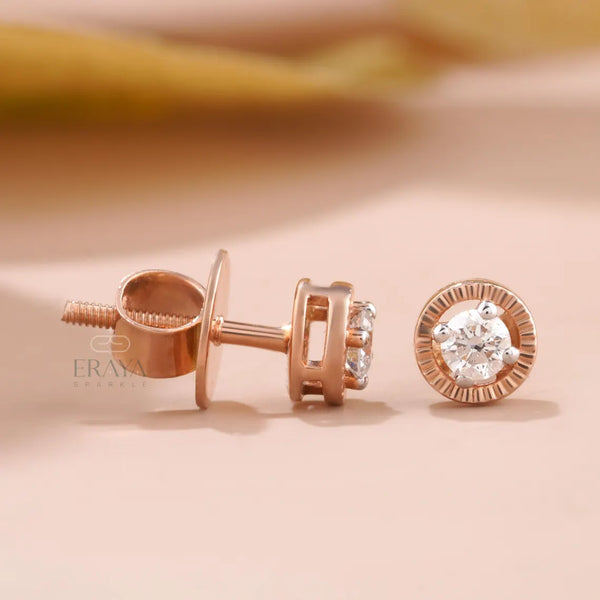 Diamond Stud Earrings | Sunburst Bezel Gold