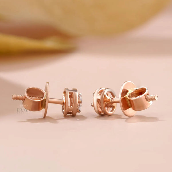 Diamond Stud Earrings | Sunburst Bezel Gold