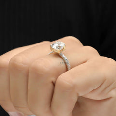 Oval Engagement Ring with Pave Gold Band