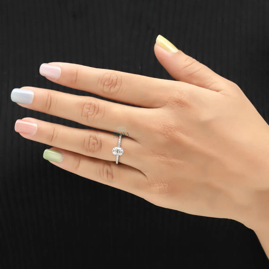 Oval Diamond Ring – Hidden Halo Pavé Design