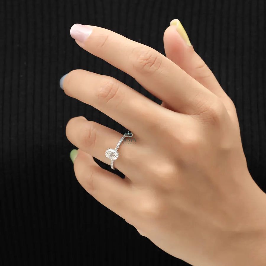 Oval Diamond Ring – Hidden Halo Pavé Design
