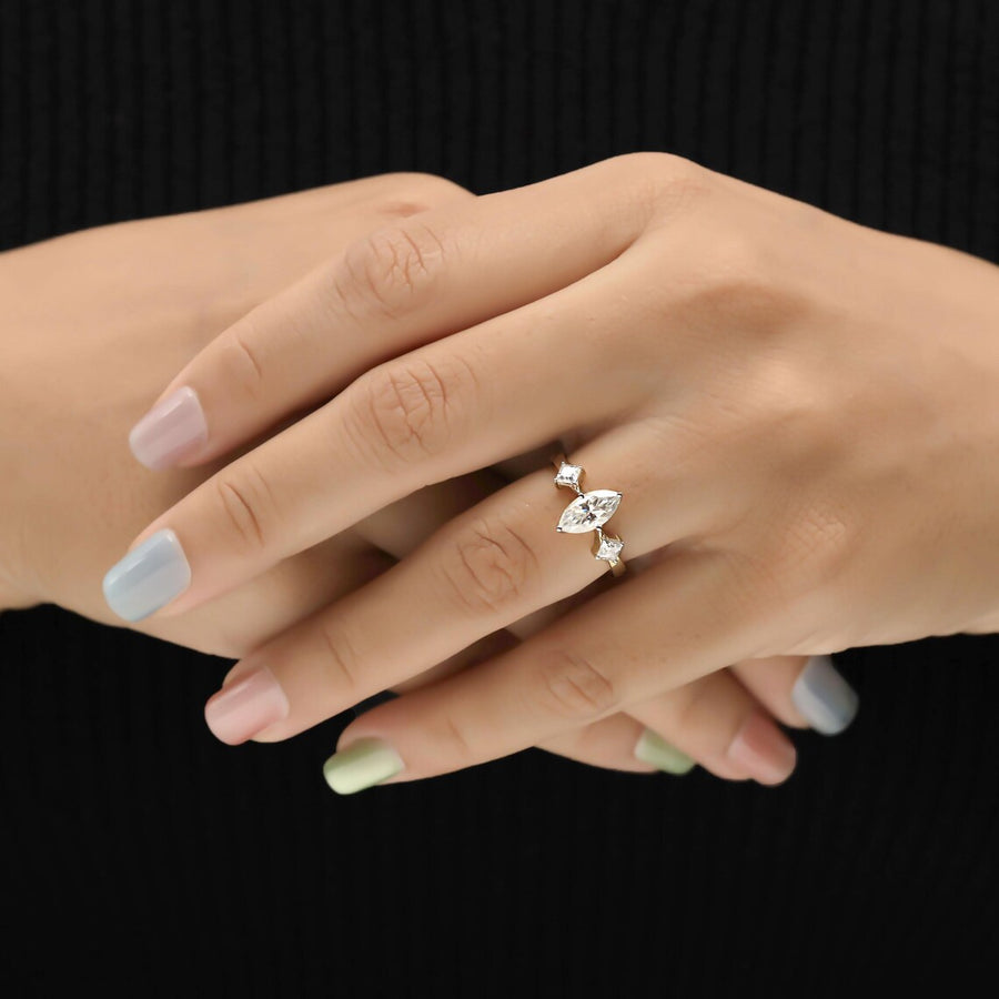 Three Stone Marquise Diamond Ring