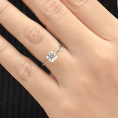 Solitaire Ring with Cushion Cut Lab Diamond