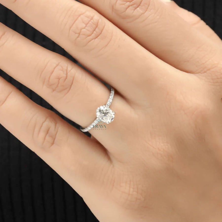 Oval Diamond Ring – Hidden Halo Pavé Design