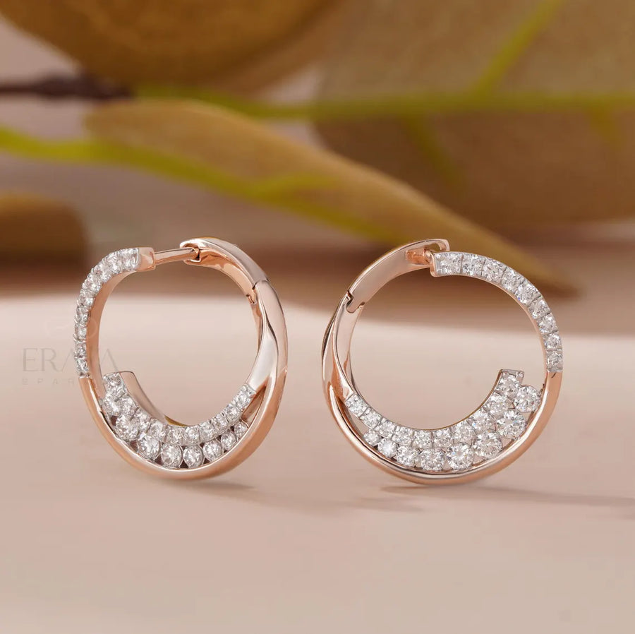Diamond Huggie Earrings in 14K Gold