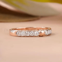 Round Lab Diamond Rose Gold Wedding Band