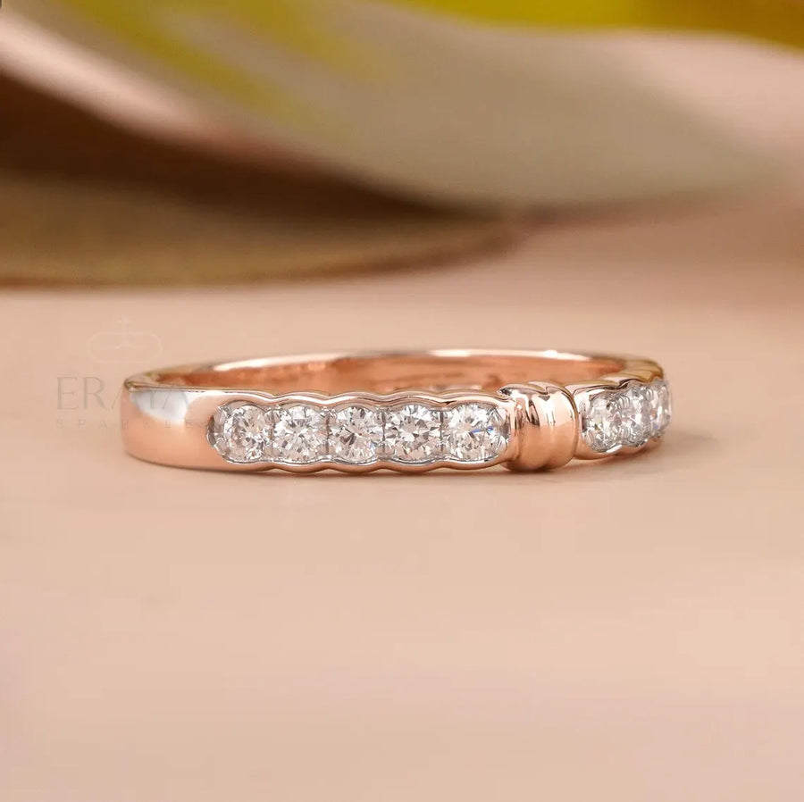 Round Lab Diamond Rose Gold Wedding Band
