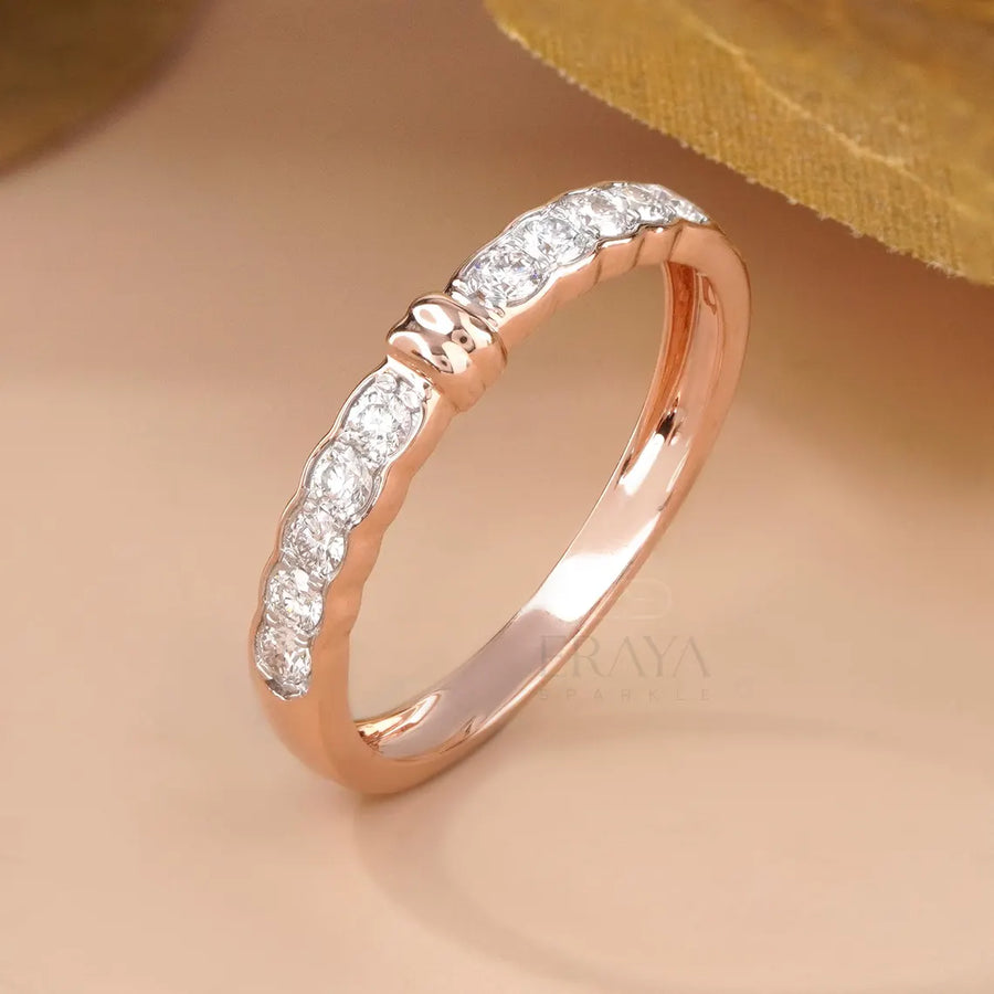 Round Lab Diamond Rose Gold Wedding Band