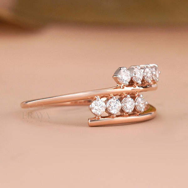 Bypass Diamond Ring – Minimalist Wrap Design
