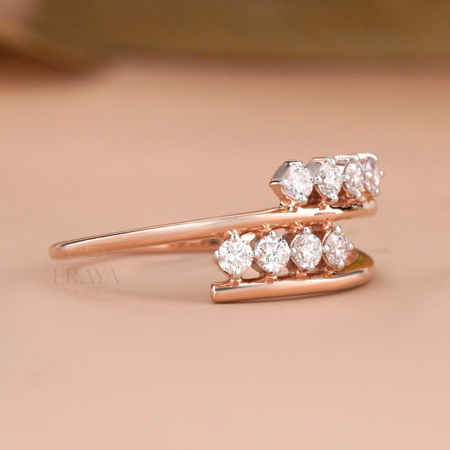 Bypass Diamond Ring – Minimalist Wrap Design