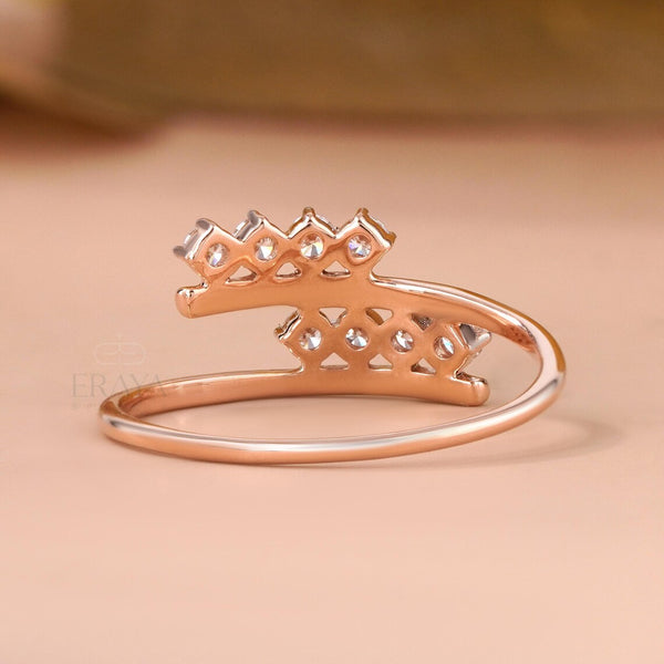 Bypass Diamond Ring – Minimalist Wrap Design