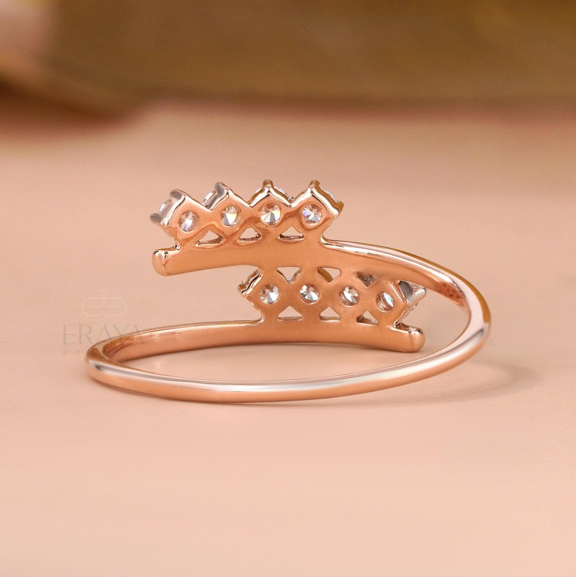 Bypass Diamond Ring – Minimalist Wrap Design
