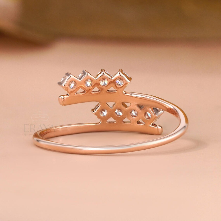 Bypass Diamond Ring – Minimalist Wrap Design