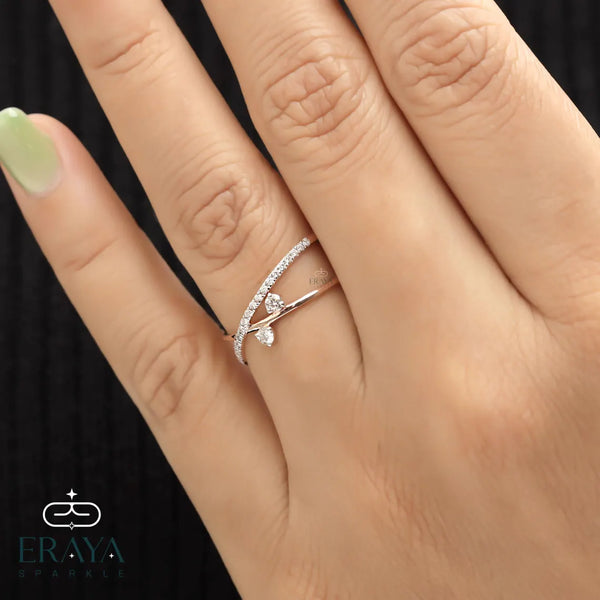Criss Cross Diamond Ring in Solid Gold