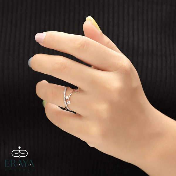 Criss Cross Diamond Ring in Solid Gold