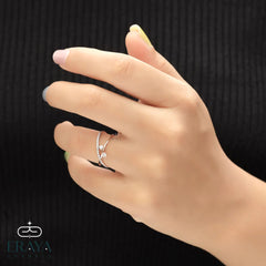 Criss Cross Diamond Ring in Solid Gold