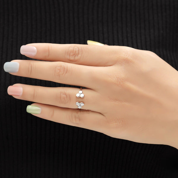 Geometric Diamond Ring | Open Band Gold Ring