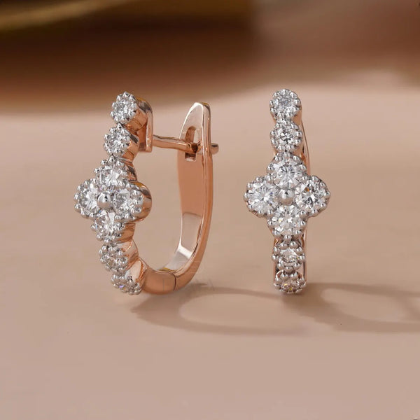 Rose Gold Hoop Earrings with Lab Created Diamonds