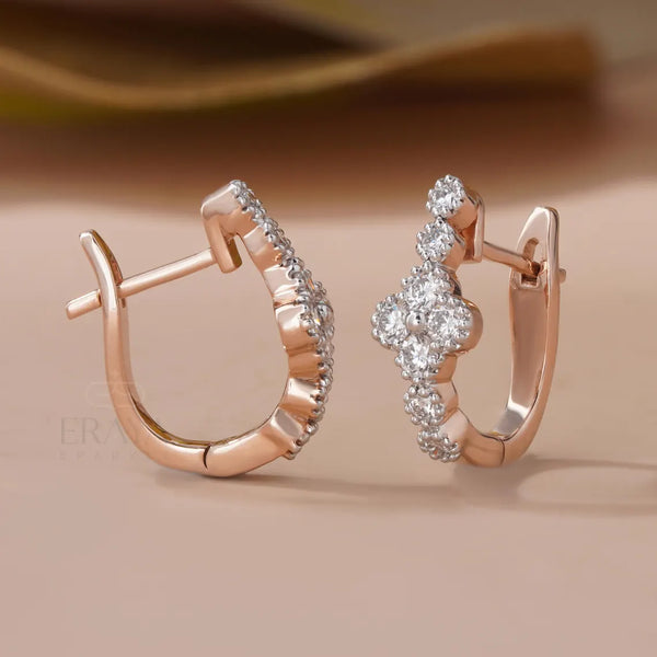 Rose Gold Hoop Earrings with Lab Created Diamonds