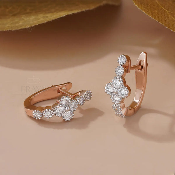 Rose Gold Hoop Earrings with Lab Created Diamonds