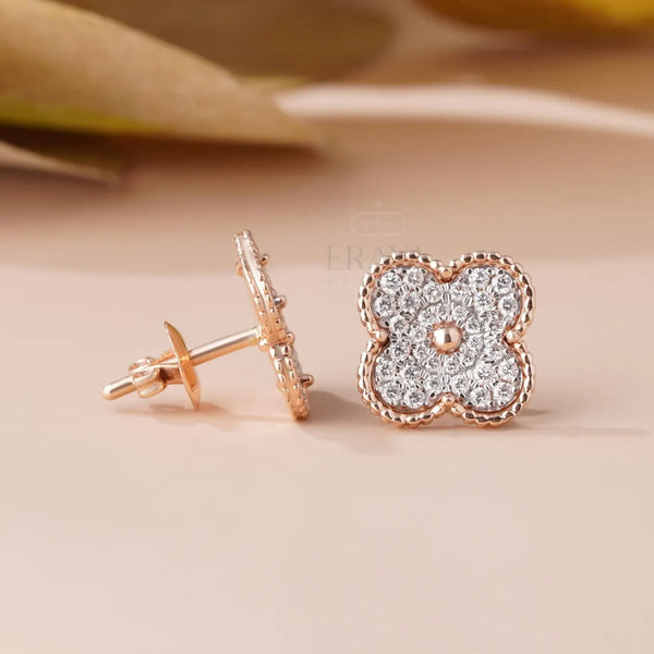 Four Leaf Clover Earrings | Lab Diamond Studs