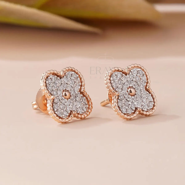 Four Leaf Clover Earrings | Lab Diamond Studs