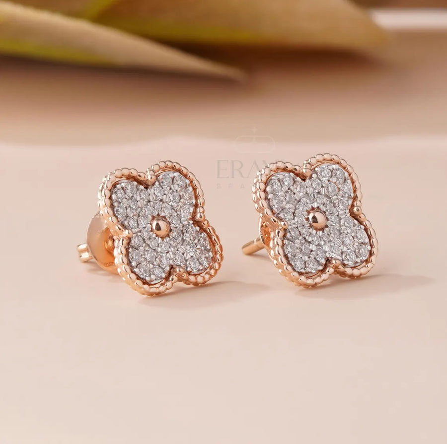 Four Leaf Clover Earrings | Lab Diamond Studs