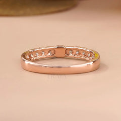 Round Lab Diamond Rose Gold Wedding Band