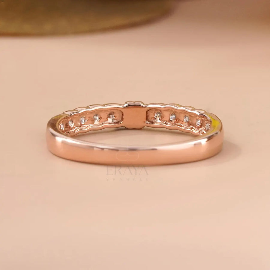 Round Lab Diamond Rose Gold Wedding Band