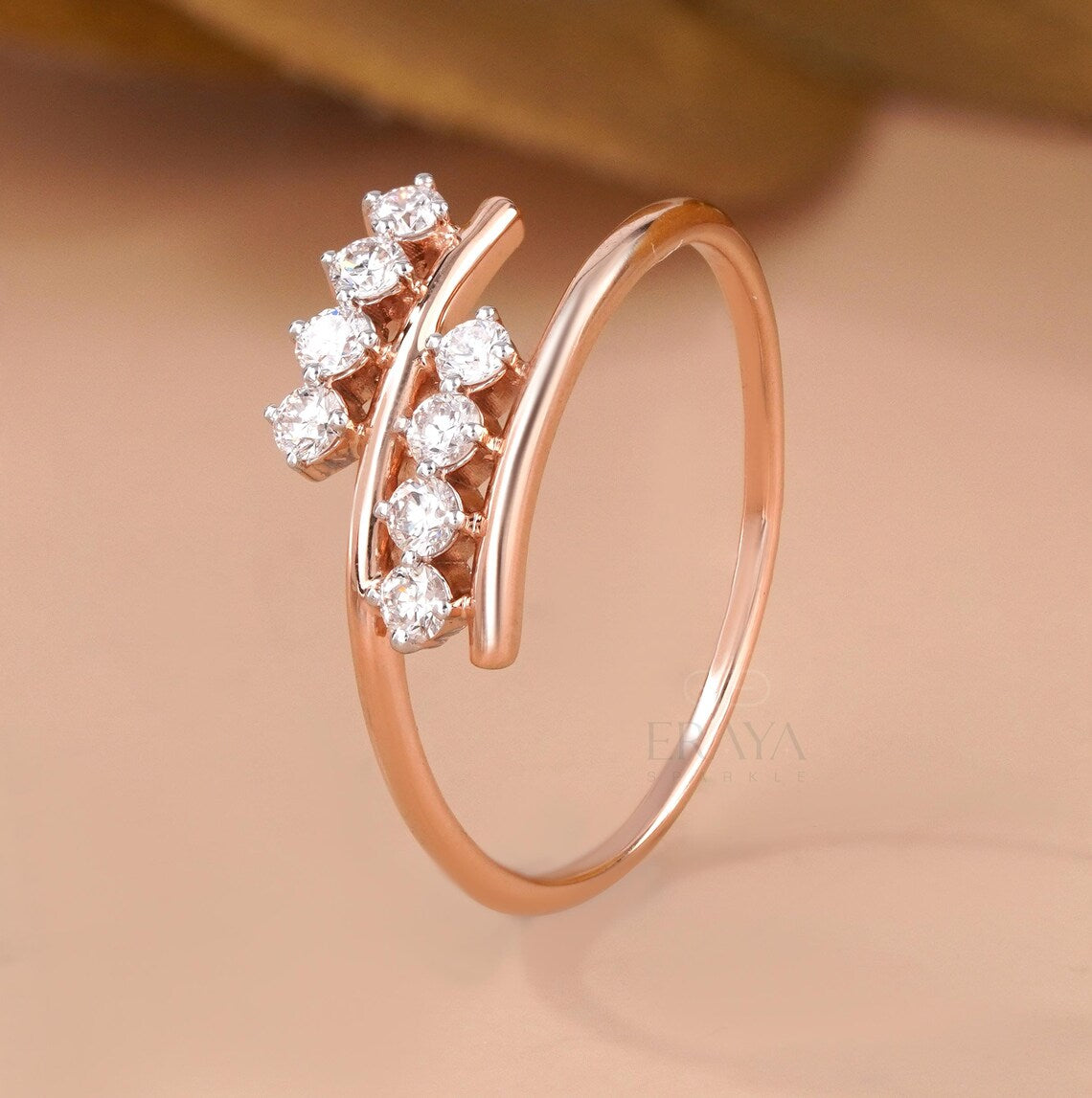Bypass Diamond Ring – Minimalist Wrap Design